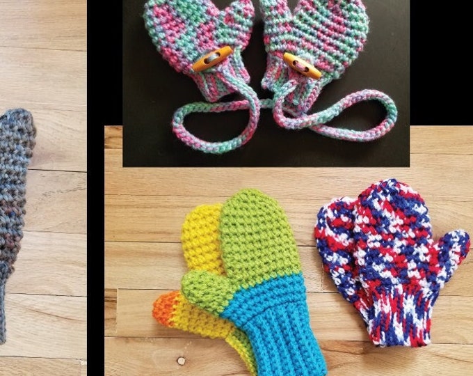 Thermal Mittens - PDF Crochet Pattern - Toddler, Child, Adult Sizes - Jessmakenknit
