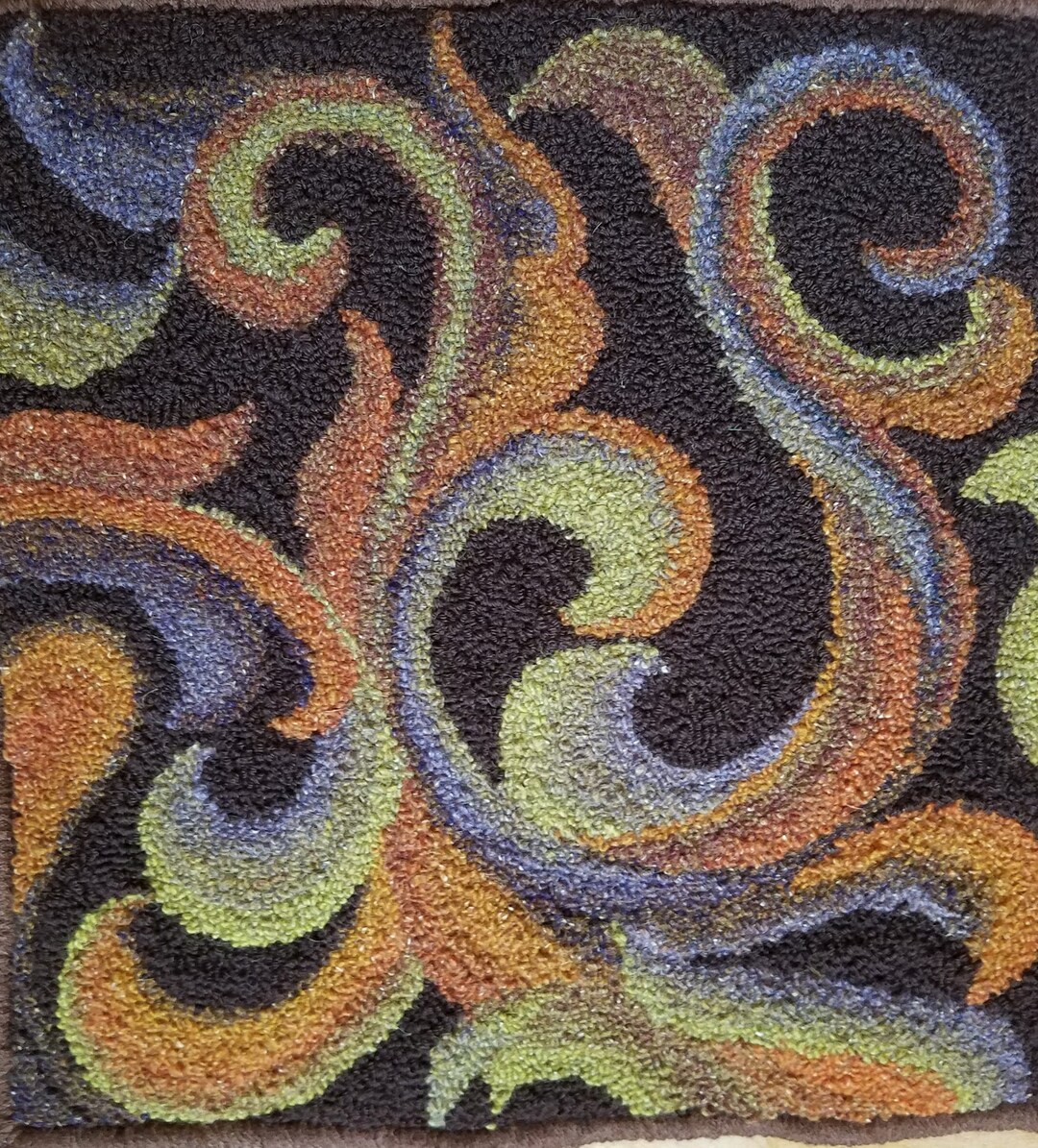 Shading Rug Hooking Patterns Shaded Swirls #2-rug Hooking PATTERN on Rug Warp / Linen / Burlap ...