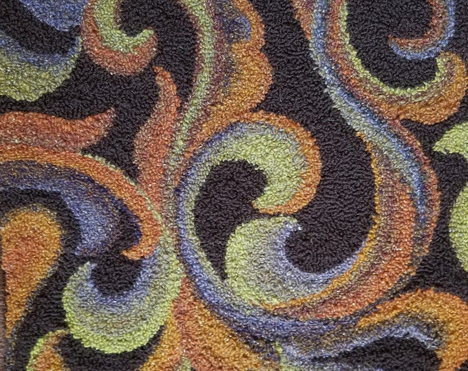 Shaded Swirls #2-Rug Hooking PATTERN on Rug Warp / Linen / Burlap / Paper