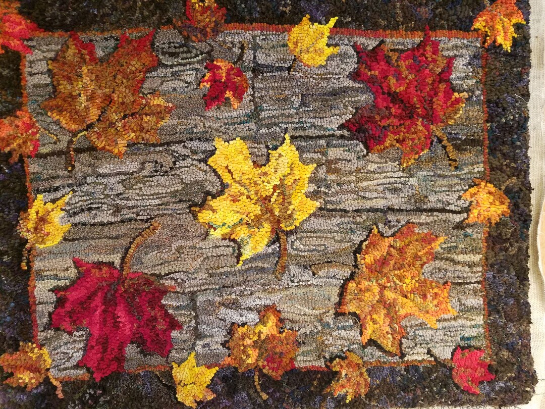 Fall Leaves on the Deck-rug Hooking PATTERN on Rug Warp / Linen ...
