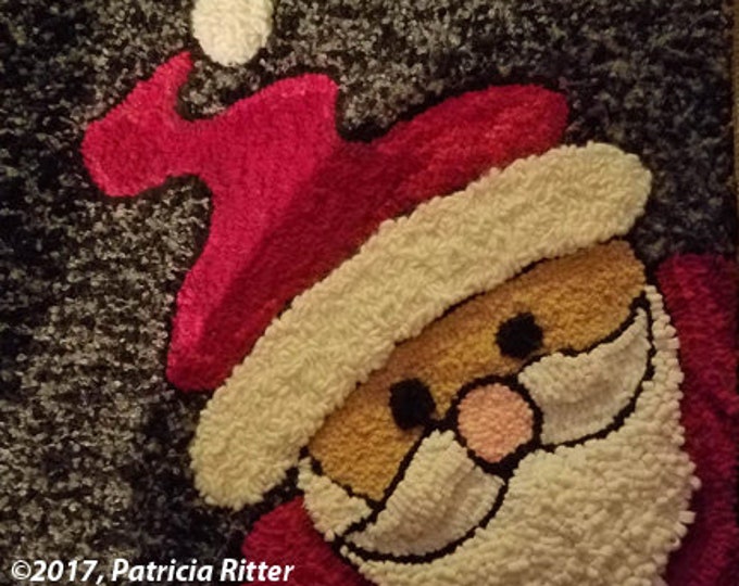 Kris Kringle - Santa - Rug Hooking PATTERN on Rug Warp / Linen / Burlap / Paper