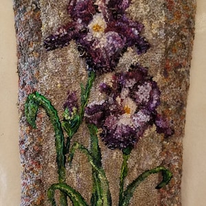Velvet Iris -Rug Hooking PATTERN on Rug Warp / Linen / Burlap / Paper