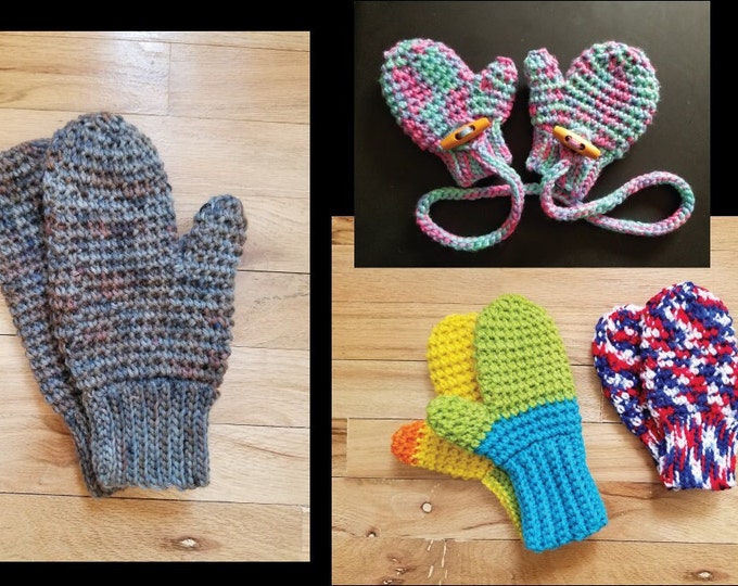 Thermal Mittens - PDF Crochet Pattern - Toddler, Child, Adult Sizes - Jessmakenknit