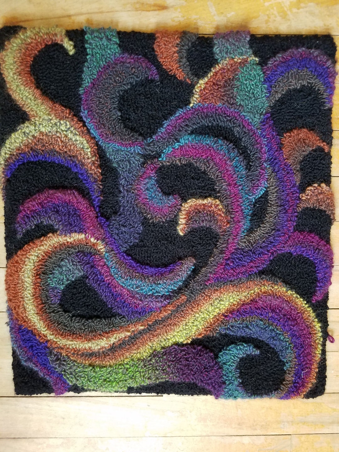Shading Rug Hooking Patterns Shaded Swirls #1-rug Hooking PATTERN on Rug Warp / Linen / Burlap ...