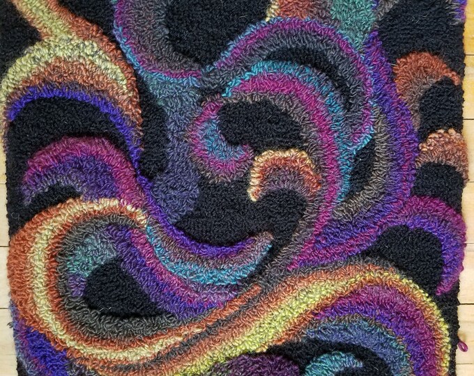 Shaded Swirls #1-Rug Hooking PATTERN on Rug Warp / Linen / Burlap / Paper