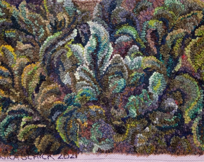 Lush Foliage-Rug Hooking PATTERN on Rug Warp / Linen / Burlap / Paper