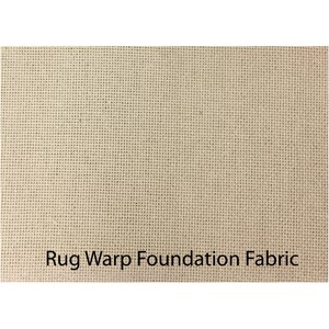 May include: Close-up of a beige rug warp foundation fabric. The fabric has a woven texture and is used as a base for rugs.