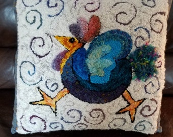 Funky Chicken Rug Hooking PATTERN on Rug Warp / Linen / Burlap / Paper