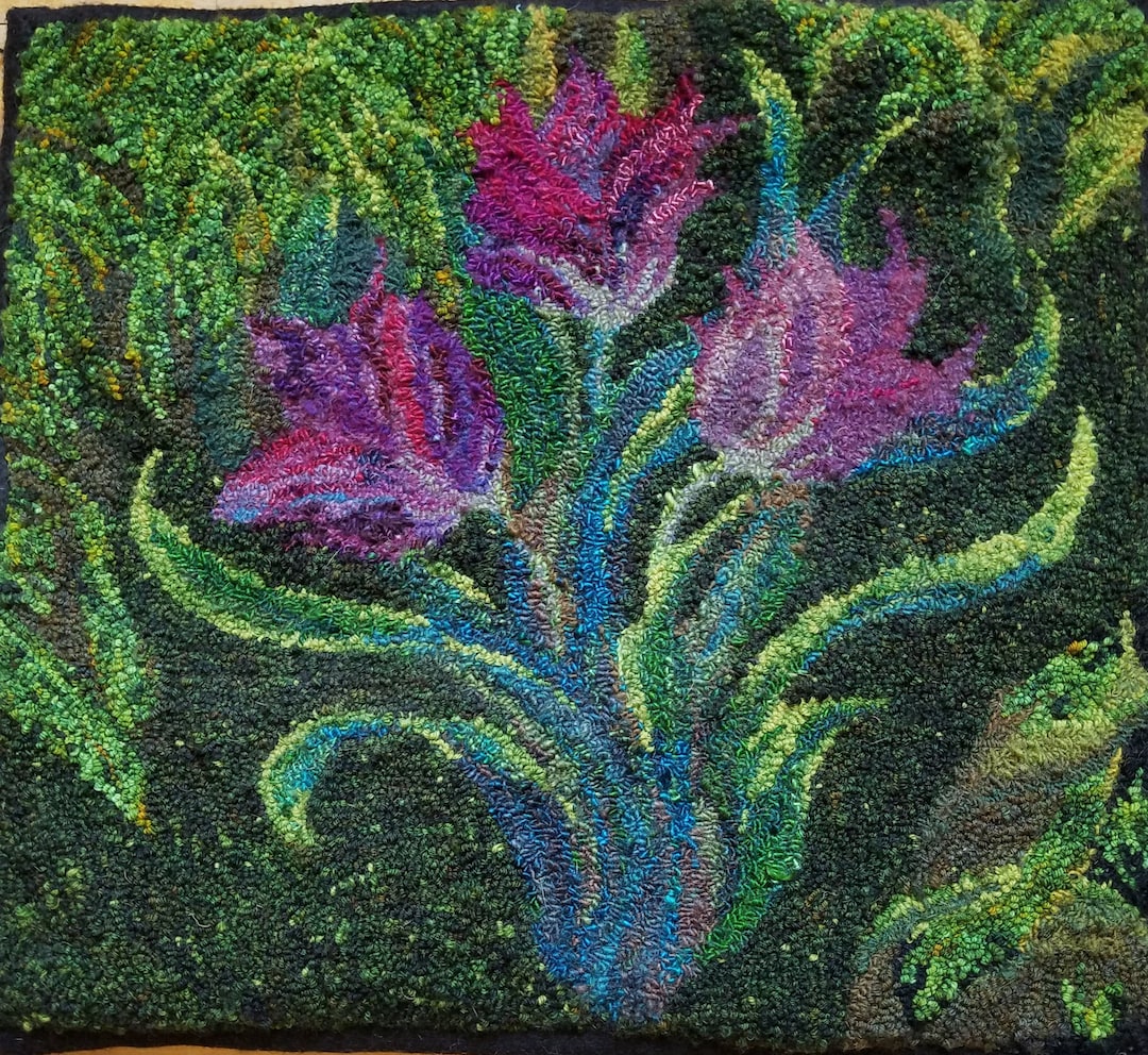 Parrot Tulips #1-rug Hooking PATTERN on Rug Warp / Linen / Burlap ...