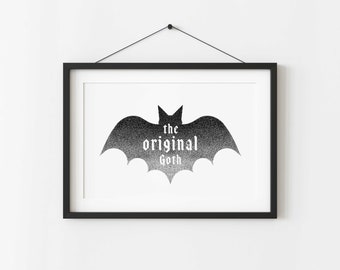 Original Goth Bat Art Print - A4 Illustrative Fine Art