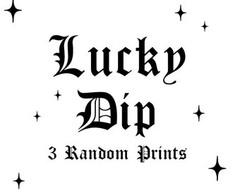 Lucky Dip Bundle - 3 Prints, Mystery Art Gift, cosy new home, tattoo design, botanical print, butterfly, political art, art bundle, feminist