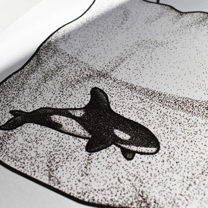 A4 Whale Wall Art - hand drawn recycled paper print, Plastic Pollution Awareness Eco Friendly Trash Stickers, home decor, modern image 2