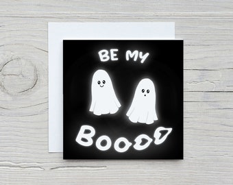 Be My Boo - Valentines day Card, Anniversary Love Gift, Cute Ghosts, Be Mine, Spooky Gothic, Scary Ghouls Alt Greeting Cards