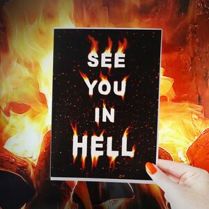 See You In Hell - Carte alternative de Saint-Valentin, Cartes de vœux épicées romantiques d’anniversaire, Culture pop, Cadeau d’anniversaire sombre, Feu