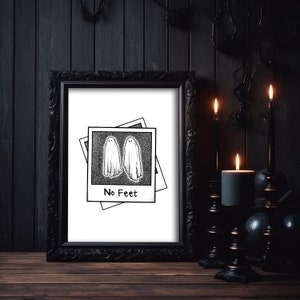 A4 Sin pies Impresión de arte ilustrativo - Fantasmas polaroid, Academia oscura, Cottagecore, Decoración de Halloween embrujada Cartel gótico de bellas artes