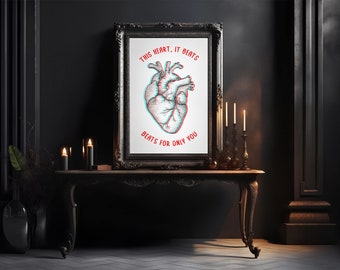 Only For You - Emo Phase, Trippy Art Print, Alternative Anniversary, Elder Emo Lyrics, Tattoo Flash, Anatomical Heart, Goth Oddities Love