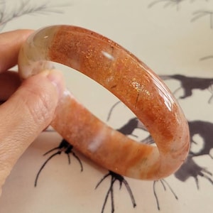59.3mm Natural Sunstone  Gemstone Bangle Bracelet (#130)