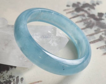 56.8 mm天然ブルーアクアマリン宝石バングルブレスレット（#57 