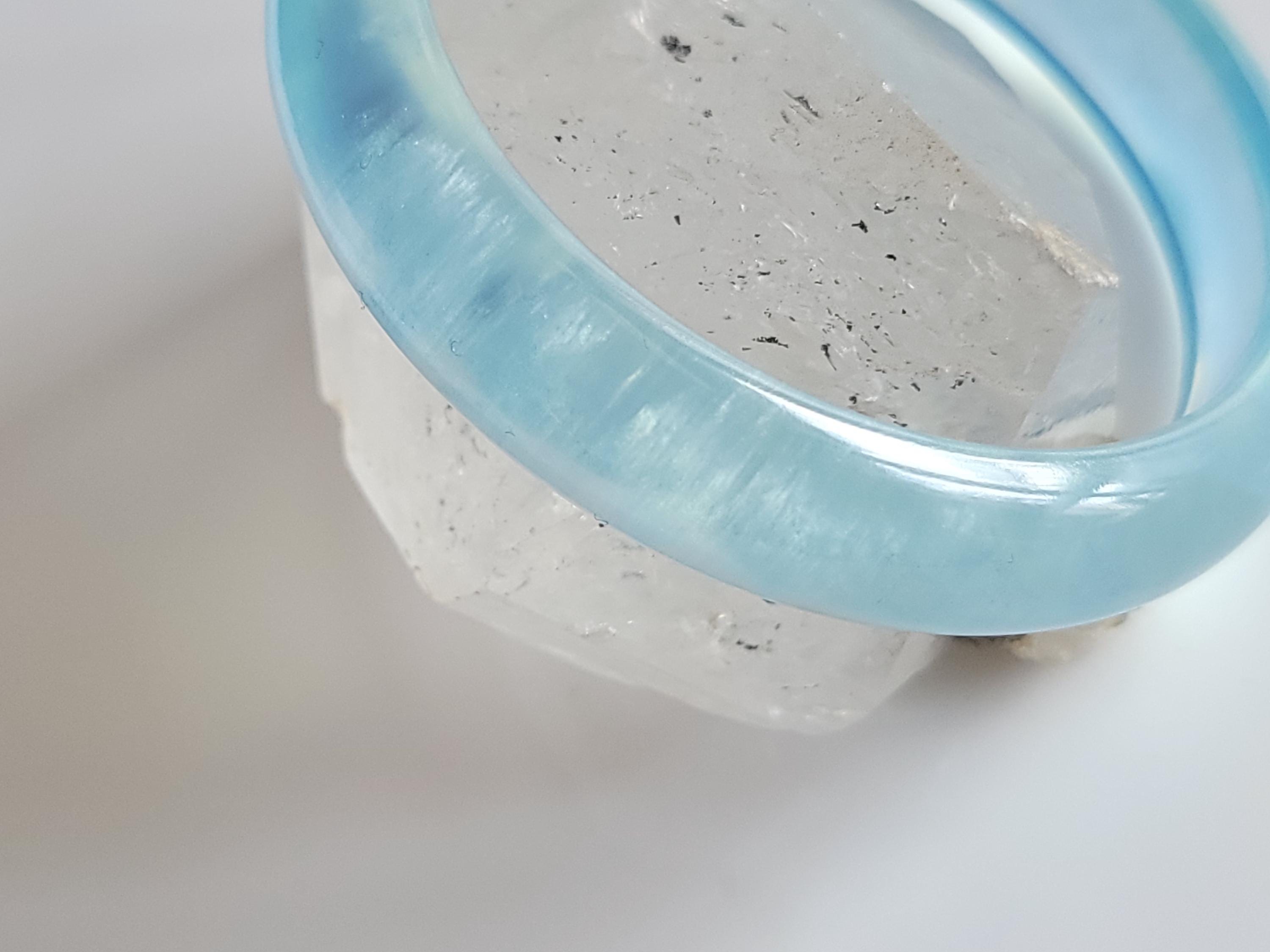 57 mm 天然ブルーアクアマリン宝石半透明バングルブレスレット (#162 