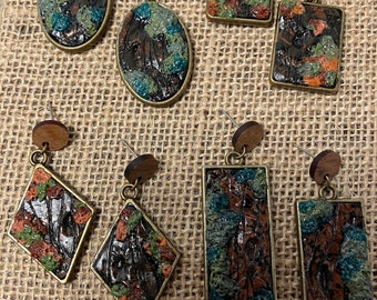 Verde Whispers Polymer Clay Earrings