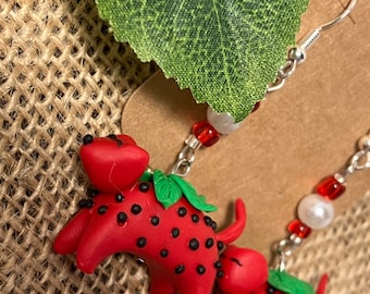 Berry Kitty Bling Polymer Clay Earrings