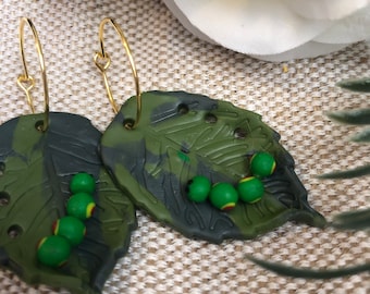 Caterpillar Polymer Clay Hoop Earrings