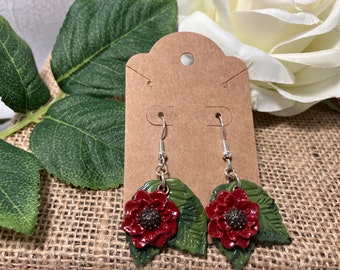 Crimson Petal Sonata Polymer Clay Earrings