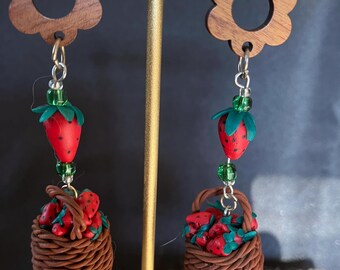 Berry Basket Bliss Polymer Clay Earrings