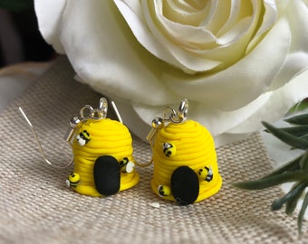 Bee Hive Polymer Clay Earrings