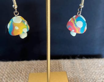 Pastel Mushroom Polymer Clay Earrings