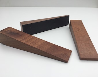 Reclaimed Mahogany Door Stop: Rustic Wooden Door Wedge