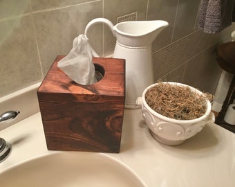 wood tissue box cover, square tissue box holder, rustic tissue box holder, tissue cover, home decor, tissue storage box, tissue dispencer