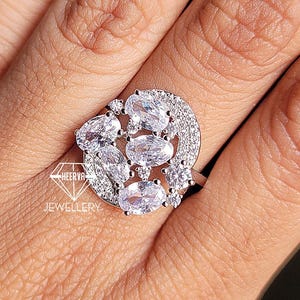 Art deco Oval Cut Moissanite Engagement ring  Round cut Moissanite halo fine Wedding ring 14k Gold Ring Oval Diamond Ring Anniversary ring