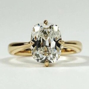 3 Ct Cushion Cut Moissanite Engagement Ring Elongated Cushion Cut Ring 14K Gold Solitaire Ring Bridal Anniversary Gift For Her Promise Ring