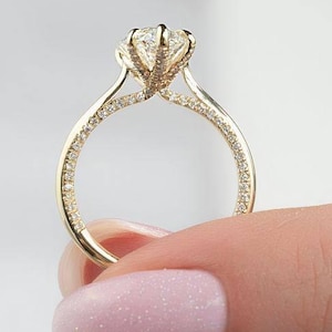 2.5 CT Marquise Cut Moissanite Engagement Ring Marquise Hidden Halo Diamond Ring 14K Solid Gold Wedding Ring & Pave Bridge Ring Gift For Her