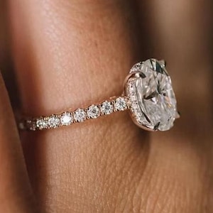1.5CT Oval Cut Moissanite Engagement Ring 14K Solid Gold Hidden Halo Diamond Ring Wedding Ring For Women Anniversary Gifts For Her