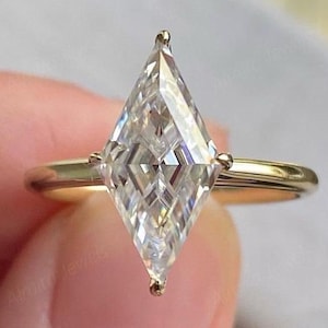 2 CT Kite Cut Moissanite Engagement Ring Kite Cut Solitaire Ring 14k Solid Yellow Gold Ring Kite Diamond Wedding Ring Anniversary Gifts