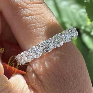 Round Cut Moissanite Wedding Band 14K Gold Ring Round Eternity Engagement Band Round Moissanite Matching Band Anniversary Gifts For Her