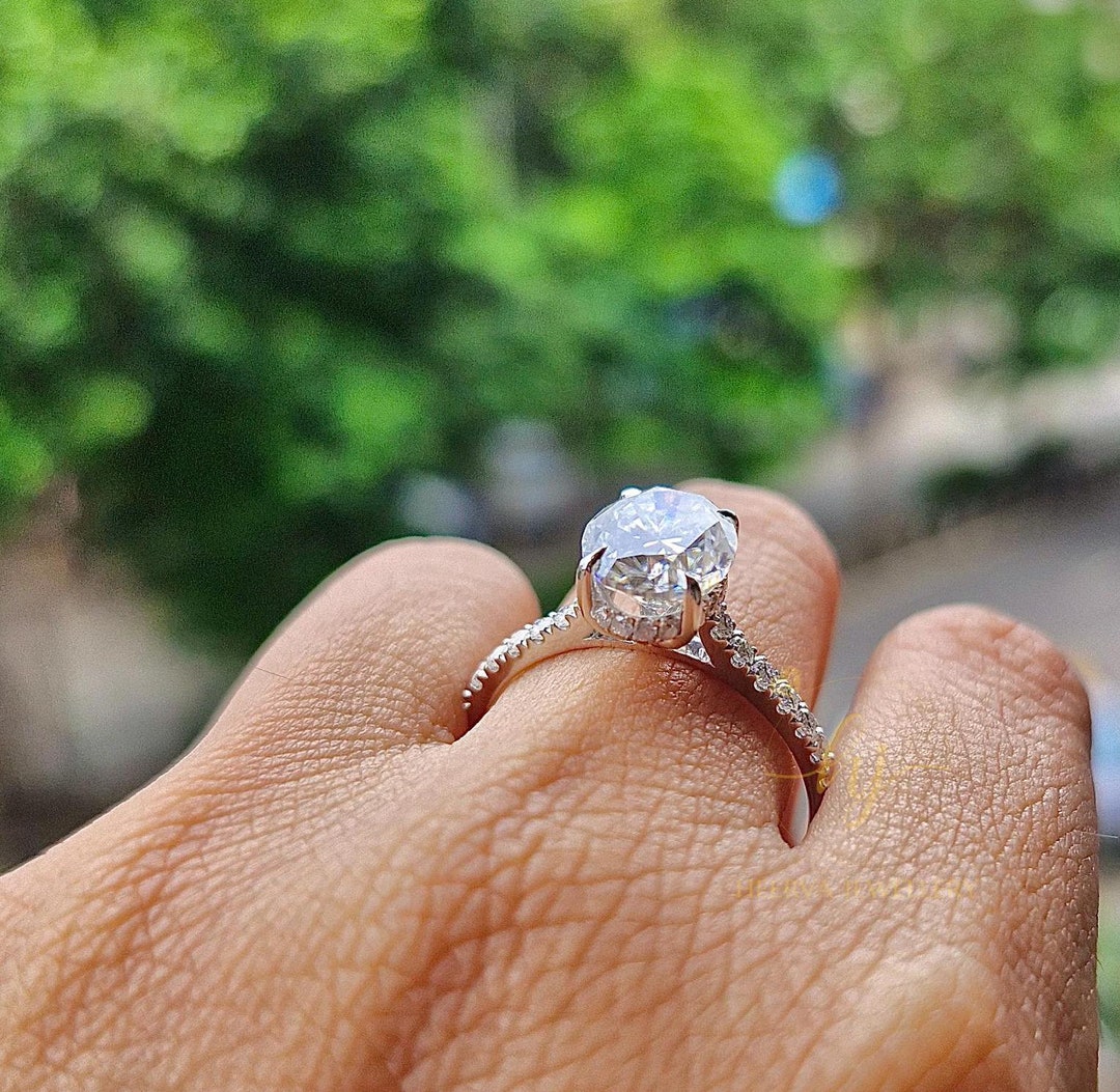 3 CT Oval Cut Moissanite Engagement Ring 14K Solid Gold Ring Oval Cut ...