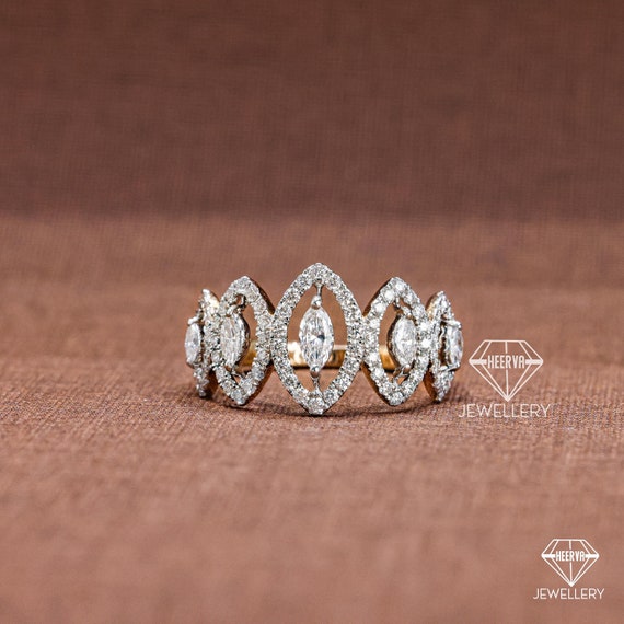 Marquise Moissanite Engagement Ring Stone Marquise Halo Ring 14K