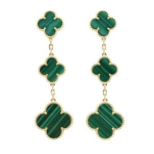 Beautiful Malachite Earrings for Her, 925 Sterling Silver, 18k Yellow Gold Polish, May Birthstone, Anniversary, Birthday Gift.