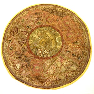 Antique Zardosi Heavy Design Round Tapestry, Wall Tapestry, Vintage Typical Home Decorative Wall Hanging