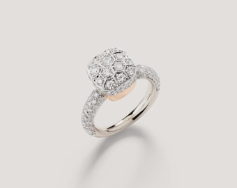 Nice Pomellato Nudo Assoluto Design Moissanite Diamond Ring for Her, 925 Sterling Silver Ring, Anniversary Ring, Birthday Gift.