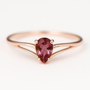Beautiful Garnet (Rhodolite) 925 Sterling Silver, 18K Rose Gold Polish For Her Ring, January Birthstone, Anniversary Ring, Birthday Gift.