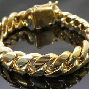 Men&#39;s Miami Cuban Link Bracelet | Solid 925 Sterling Silver | 14mm Wide | 8.5&quot;