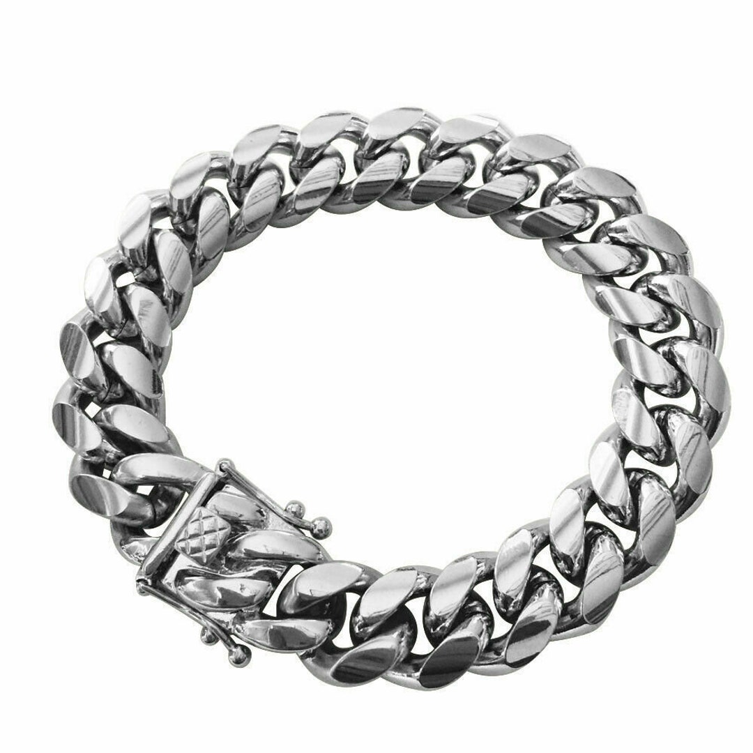 Men's Miami Cuban Link Bracelet Solid 925 Sterling - Etsy