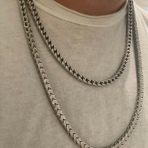 Catena da uomo con maglie a doppia barbazzale e moissanite tempestate / Argento Sterling 925 massiccio / Larghezza 6 mm / 20-30 pollici / Chiusura a moschettone.