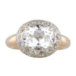 Beautiful White Topaz Ring for Her, 925 Sterling Silver, 18k Yellow Gold Polish Ring, Anniversary Ring, Birthday Gift, November Gemstone.
