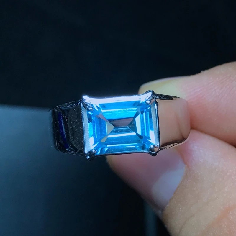Anello da donna in argento Sterling 925 con topazio blu svizzero lucido, misura 8, One Size, Metallo Topazio blu Gemma Metallo, Topazio blu svizzero