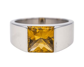 Impresionante anillo solitario de citrino para ella, anillo de plata de ley 925, piedra de nacimiento de noviembre, anillo de aniversario, regalo de cumpleaños.